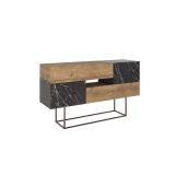 Buffet Moderno con Acabado en Mármol Negro y Madera, Patas