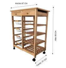 Verdulero Frutero Doble: 4 Cestas, 4 Baldas y 2 Cajones - Color Miel Oporto 4