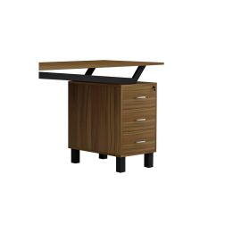 Mesa de Despacho con Cajones, Melamina Nogal - Negro, 140x60x76cm - Organización y Estilo para tu Oficina.