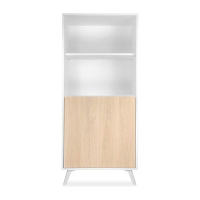 Mueble Bar para Salón, Aparador de Cocina, Color Blanco-Roble, Medidas: 60 cm (An) x 135 cm (Al) x 40 cm (Fon) – Meyvaser