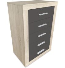 Sinfonier 5 Cajones, Cómoda, Acabado en Cambria y Grafito/ 60 cm (Largo) x 106,5 cm (Alto) x 39,6 cm de (Fondo)