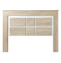 Cabezal para Cama de Matrimonio con patas, Color Cambria y Blanco, Medidas: 160 cm (Ancho) x 119,3 cm (Alto) x 3,8 cm (Fondo)