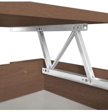 Mesa de Centro Elevable, Mesita de Salón, Acabado en Color nogal, Medidas: 90 cm (Ancho) x 50 cm (Fondo) x 46-57 cm (Alto)