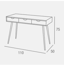 Mesa Escritorio Roble con 3 Cajones y Patas Estilo Escandinavo – Compacta y Funcional, 110x50x75 cm