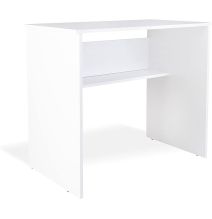 Mesa de Escritorio, Acabada en Blanco, Mesa para Pc con balda interior, Medidas: 90 cm (Ancho) x 49,5 cm (Fondo) x 77 cm (Alto)