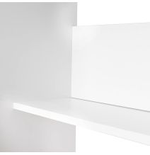 Mesa de Escritorio, Acabada en Blanco, Mesa para Pc con balda interior, Medidas: 90 cm (Ancho) x 49,5 cm (Fondo) x 77 cm (Alto)