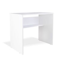 Mesa de Escritorio, Acabada en Blanco, Mesa para Pc con balda interior, Medidas: 90 cm (Ancho) x 49,5 cm (Fondo) x 77 cm (Alto)