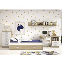 Mesa de Estudio, Escritorio con 2 Cajones, Mesa de Ordenador, Acabado en Color Blanco y Cambrian 70.8 x 120 x 49.8 cm