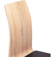 Pack 4 sillas de Comedor, Acabado en símil Piel Color Negro y Madera, Medidas: 44 cm (An) x 57 cm (Lar) x 97 cm (Al)