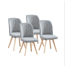 Pack 4 Sillas de Comedor, Sillas de Salón Color Gris y Patas Color Haya, Medidas: Ancho: 46 cm x Fondo: 55 cm x Alto: 92 cm