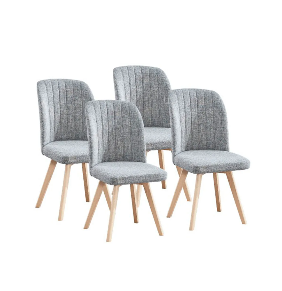 Pack 4 Sillas de Comedor, Sillas de Salón Color Gris y Patas Color Haya, Medidas: Ancho: 46 cm x Fondo: 55 cm x Alto: 92 cm