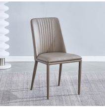 Pack 2 sillas tapizadas en Piel sintética Color Latte, Patas Metal, Medidas: Alto: 87cm Ancho: 50cm Profundidad: 53cm