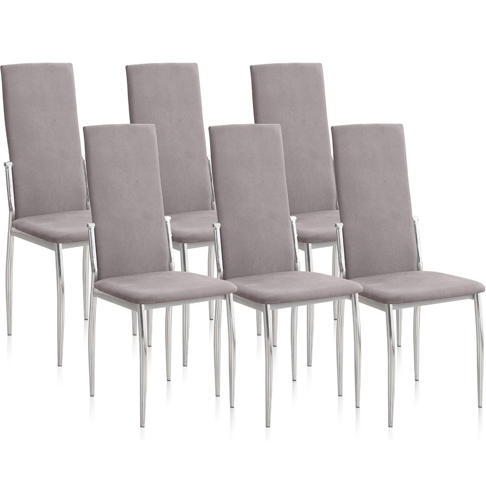 Pack de 6 Sillas Tapizadas para Salón y Comedor – Acabado Marengo en Aluminio, Medidas: 43 cm x 48 cm x 99,5 cm