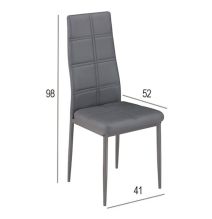 Pack de 6 Sillas Tapizadas para Salón y Comedor – Acabado Gris en Aluminio, Medidas: 38,5 cm x 40 cm x 97 cm