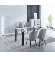 Pack de 4 Sillas Modernas para Comedor– Tapizado en Color Gris con Patas Metálicas Negras, Medidas: 46 cm x 55 cm x 92 cm