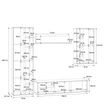 Mueble de Salón Completo | Mueble de TV, Estante, Vitrina | Medidas: 260 x 40.6 x 200 cm | Color Roble Artisan con Gris