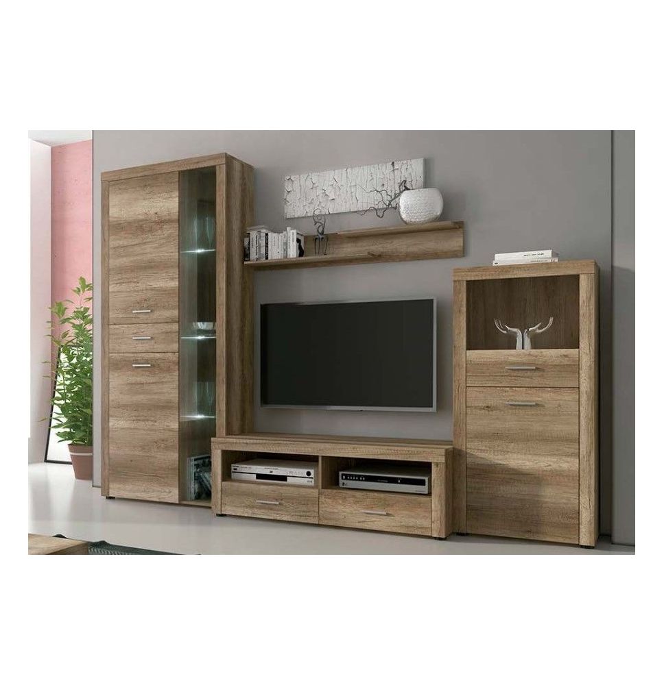 Mueble de Comedor, Mueble Salón, Acabado en Color Cañón, Medidas: 296 cm (Ancho) x 212 cm (Alto) x 41,4 cm (Fondo)