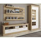Mueble de Comedor, Mueble Salón, Acabado en Blanco y Cambria, 276x201,6x41,8 cm