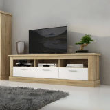 Mueble de Comedor, Mueble Salón, Acabado en Blanco y Cambria, 276x201,6x41,8 cm