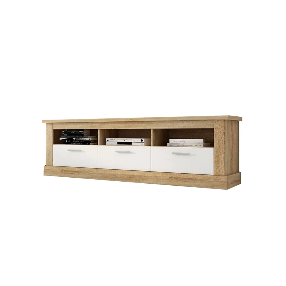 Mueble de Comedor, Mueble Salón, Acabado en Blanco y Cambria, 276x201,6x41,8 cm