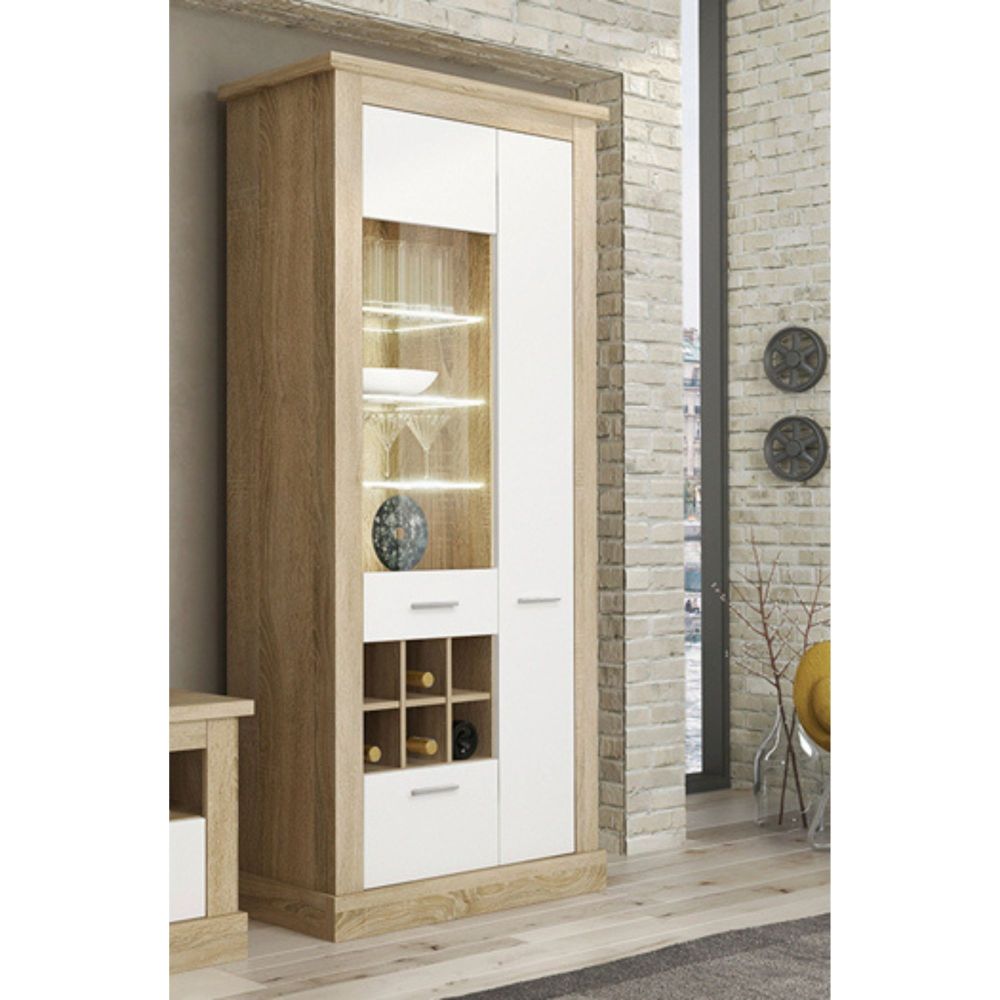 Mueble de Comedor, Mueble Salón, Acabado en Blanco y Cambria, 276x201,6x41,8 cm