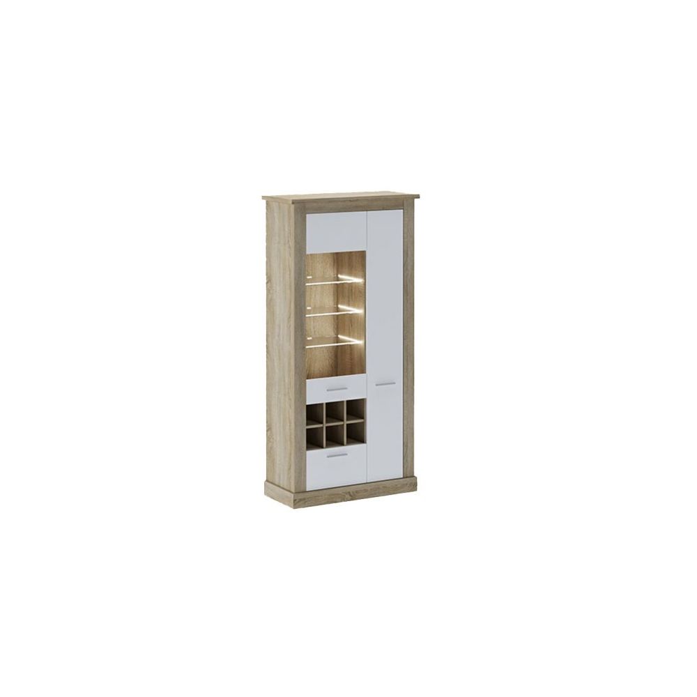 Mueble de Comedor, Mueble Salón, Acabado en Blanco y Cambria, 276x201,6x41,8 cm