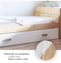 Cama Nido de Melamina Color Puccini Andersen – Ancho 194,4 cm x Fondo 98 cm x Alto 58 cm, Ideal para Habitaciones Juveniles.