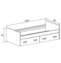 Cama Nido con 2 Cajones de Almacenaje – Puccini Grafito, 194,4 cm Largo x 98 cm Ancho x 58 cm Alto