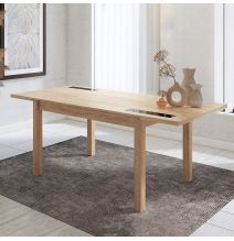 Mesa Comedor, Mesa de salón Extensible, Acabado en Color Cambria y Cristal, Medidas: 140-180 cm (Lar) x 90 cm (Anc) x 75 cm (Al)