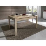 Mesa Comedor, Mesa de salón Extensible, Acabado en Color Cambria y Cristal, Medidas: 140-180 cm (Lar) x 90 cm (Anc) x 75 cm (Al)