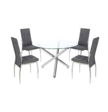 Mesa de Comedor Redonda | Tapa de Cristal y Pata Cromada | Diámetro 110 cm.