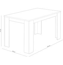 Mesa de Comedor, Mesa de Salón Fija, Color Andersen Blanco, Medidas: 140 cm (Largo) x 80 cm (Ancho) x 75 cm (Alto)