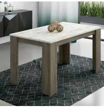 Mesa de Comedor, Mesa de Salón Fija, Color Trufa y Cañon, Medidas: 140 cm (Largo) x 80 cm (Ancho) x 75 cm (Alto)
