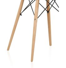 Mesa Redonda de Comedor o Cocina en Patas de Madera y Tapa Negra – 80 cm de Diámetro y 75 cm de Alto.