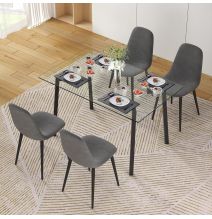 Mesa de Cristal Fija para Comedor - Patas Negras de Metal | Alta Calidad y Estilo Versátil | 140x80 x 75 cm