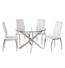 Mesa Redonda con Tapa de Cristal y Estructura Metálica Pata Cromada | Medidas: 110 x 73 cm