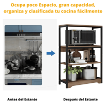 Meyvaser Estantería de Cocina con Marco de Metal Negro, Estante Industrial para microondas 60x30x100 Cm