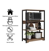 Meyvaser Estantería de Cocina con Marco de Metal Negro, Estante Industrial para microondas 60x30x100 Cm