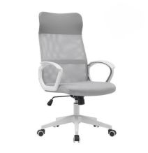 Silla de Oficina Ergonómica con Respaldo en PU Gris y Tejido 3D Gris, Reposacabezas Ajustable- Medidas 57,5x54x104-114 cm