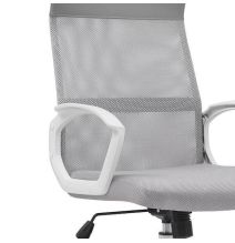 Silla de Oficina Ergonómica con Respaldo en PU Gris y Tejido 3D Gris, Reposacabezas Ajustable- Medidas 57,5x54x104-114 cm