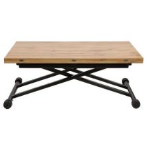 Mesa de Centro Elevable y Tapa Extensible - Fabricada en MDF - Cerrada 100x57 cm, Abierta 100x114 cm, Altura de 39 a 77 cm