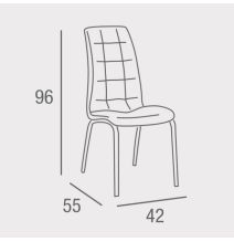 Juego de 4 Sillas Tapizadas en Símil Piel Gris Oscuro con Patas Cromadas, Asiento y Respaldo Ergonómicos- Medidas 43x63x97 cm