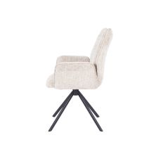 Juego de 2 Sillas con Brazos Tapizadas en Tela Beige y Patas en Acabado Negro, Mecanismo Giratorio 180º-  Medidas 63x62x93 cm