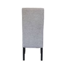 Pack de 2 Sillas Tapizadas en Tela Gris con Patas Negras, Acolchado Cuadrado en Respaldo y Asiento, Medidas 47x62x106.5 cm