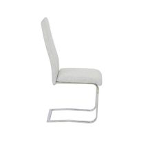 Pack de 4 Sillas Tapizadas en Símil Piel Gris Claro con Pata de Tubo Ovalado en Acabado Cromo, Medidas 46x54x110 cm