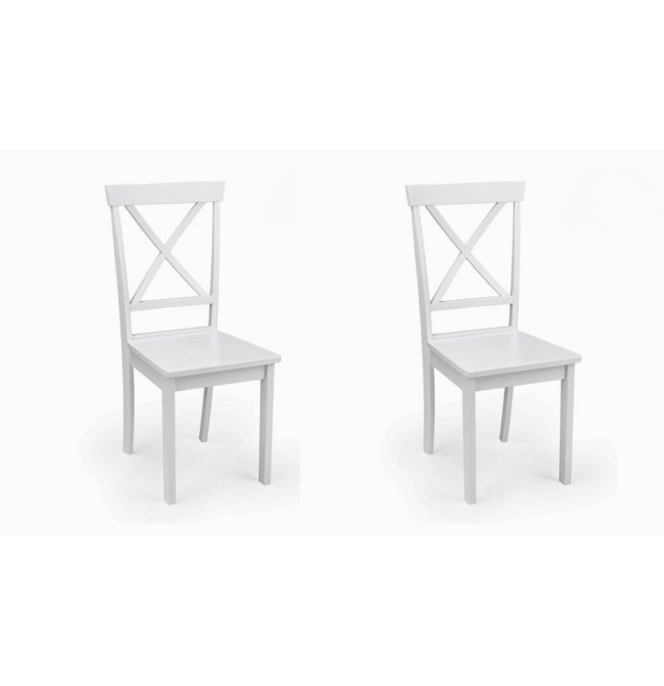 Pack de 2 Sillas de Madera Lacada en Blanco Mate, Diseño Moderno y Elegante, Medidas 42,5x53,94 cm