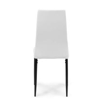 Pack de 4 Sillas Tapizadas en Tela Polipiel Blanca con Costuras Acolchadas, Patas Metálicas en Color Negro, Medidas 43x56x96 cm