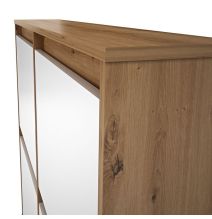 Zapatero de Melamina Roble/Blanco – 4 Puertas Abatibles | Gran Capacidad | 110 x 110 x 20 cm