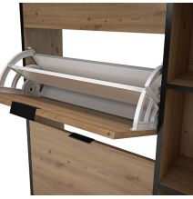 Mueble Zapatero de Entrada – 2 Puertas y 1 Cajón | Color Roble/Pizarra | 110 x 90 x 24,5 cm