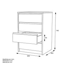 Cómoda Cajonera 4 cajones acabado en Color Roble. 74cm(alto) 50cm(ancho) 45cm(fondo)